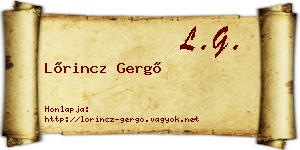 Lőrincz Gergő névjegykártya